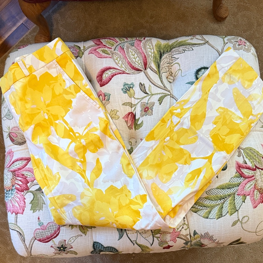 Banana Republic Yellow Floral Pants